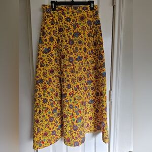 VINTAGE QUILT Floral Yellow Maxi Skirt
